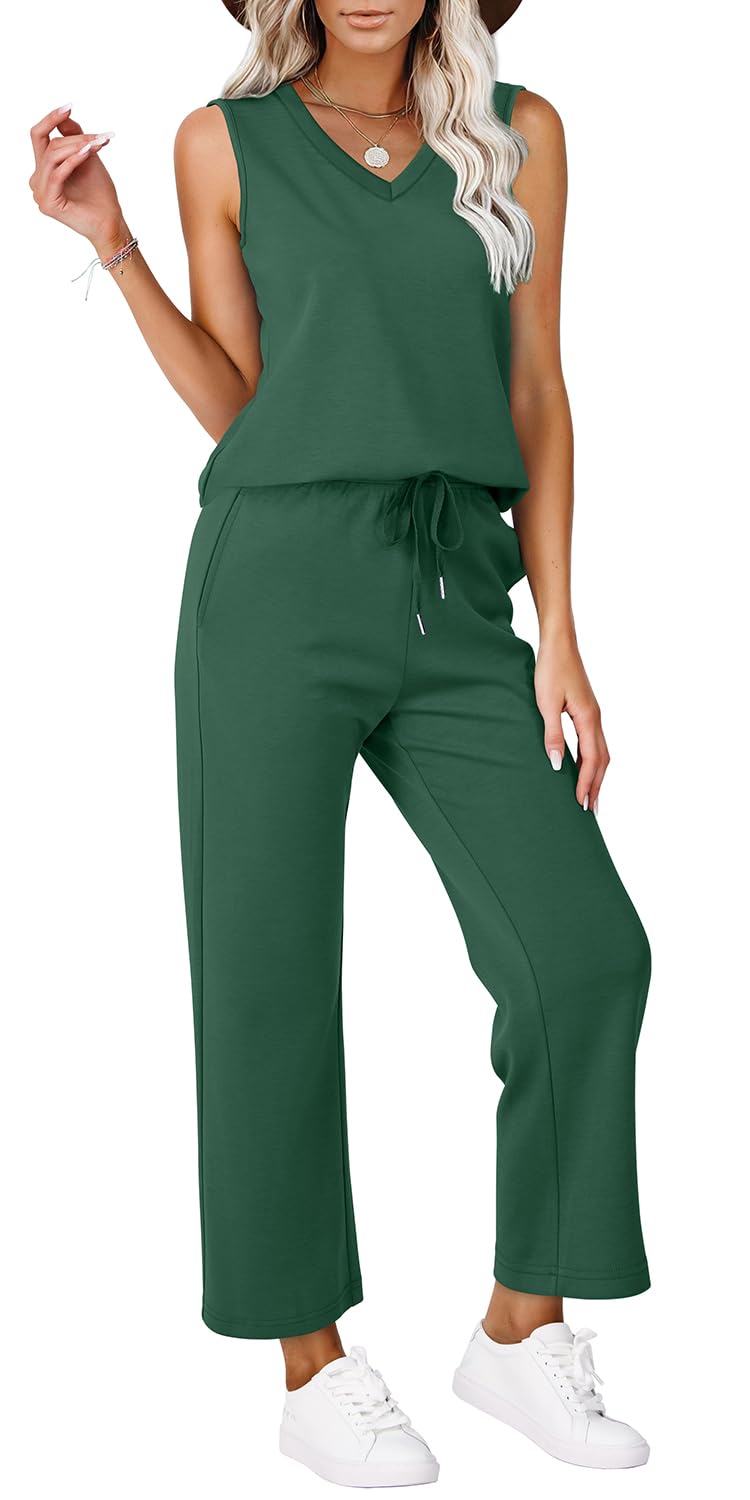 WIHOLL Matching Sets Women Clothing Summer Outfits 2 Piece Sets for Women Business Casual Outfits Dressy Casual M