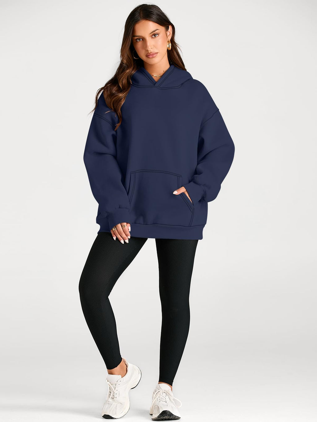 Trendy Queen Womens Oversized Hoodies Fleece Sweatshirts Fall Fashion Pullover Sweaters Winter Clothes Navy M