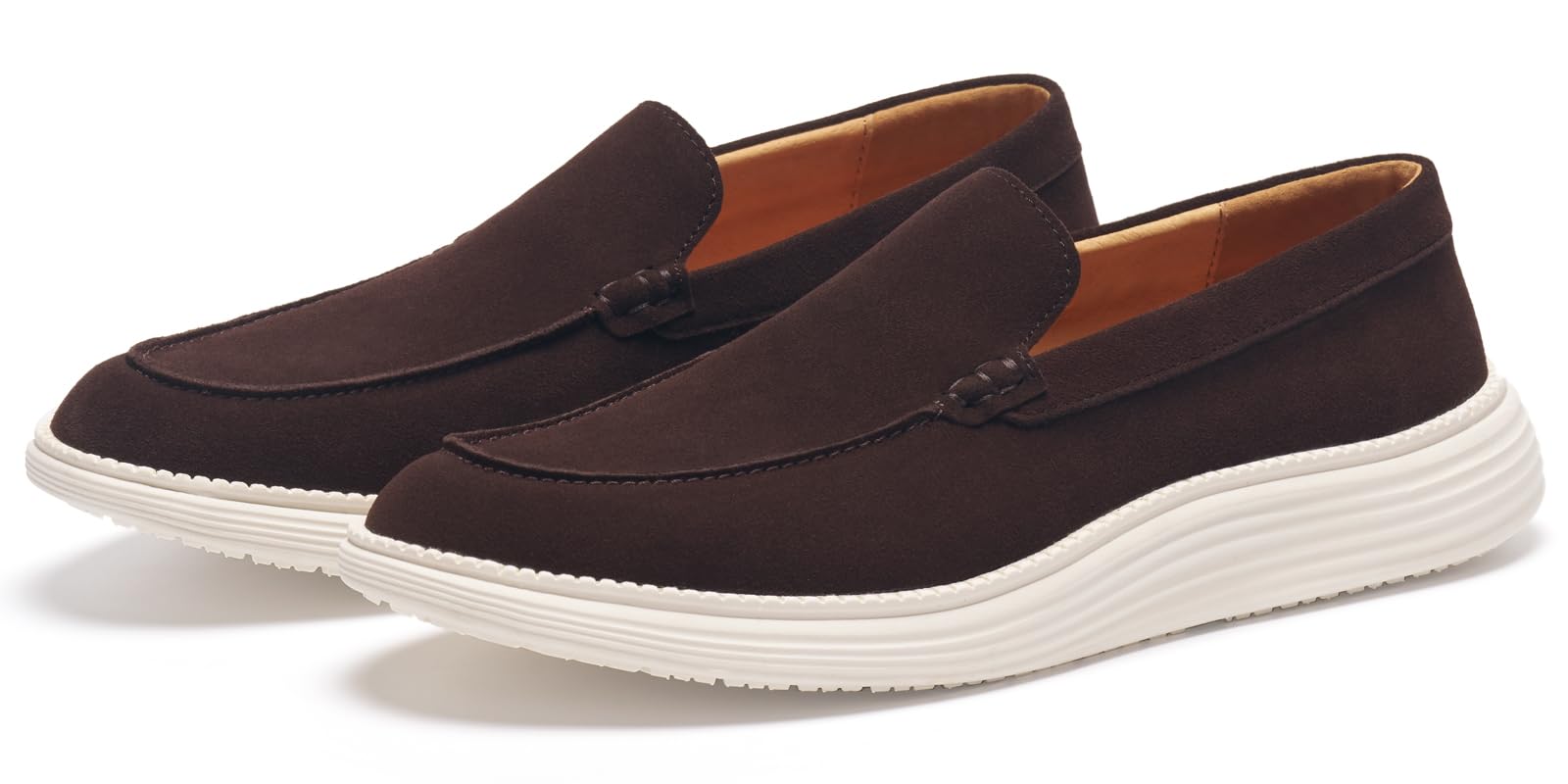 Journey West Men's Comfort Casual Slip-on Suede Leather Loafers Shoes for Men Coffee US 9