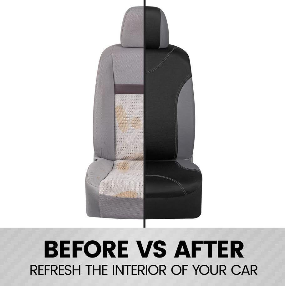 BDK UltraSleek Gray Seat Covers for Cars, Two-Tone Front Seat Covers with Matching Back Car Seat Cover, Made to Fit Most Auto Truck Van SUV, Interior Car Accessories, Car Seat Covers Full Set - Gray