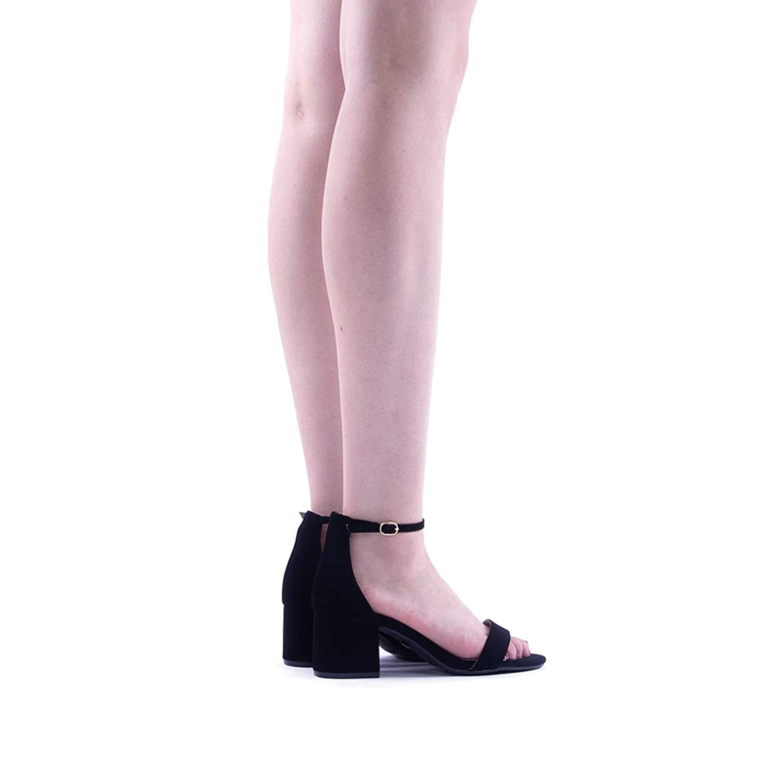 DREAM PAIRS Womens Low-Chunk Low Heel Pump Sandal,Size 8.5,Black/Nubuck,LOW-CHUNK