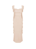 CIDER Formal Dresses for Women Wedding Guest Dresses Summer Maxi Dress Sleeveless Mesh Ruffle Cocktail Dress Elegant Outfits Beige
