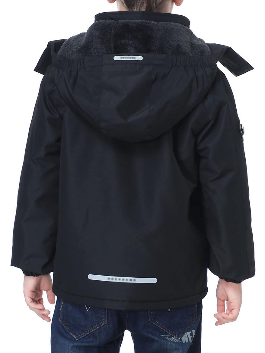 IDTALHZY Kid's Ski Jacket Waterproof Winter Coat Boy's and Girl's Fleece Snowboarding Jackets with Detachable Hood