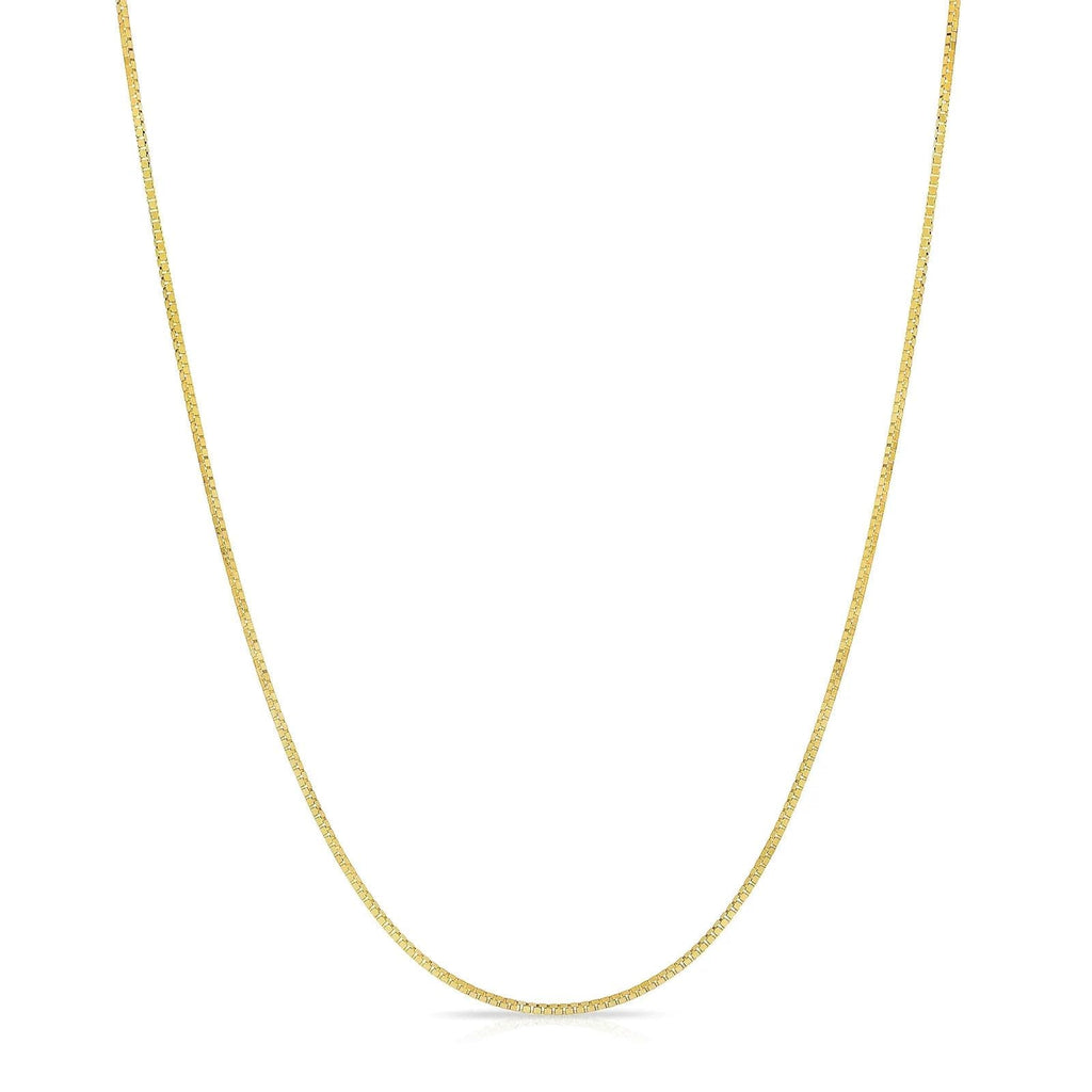 GOLDPAR 14K Yellow Gold Solid Box Chain 1.05mm Necklace for Women Jewelry with Lobster Clasp - 18"