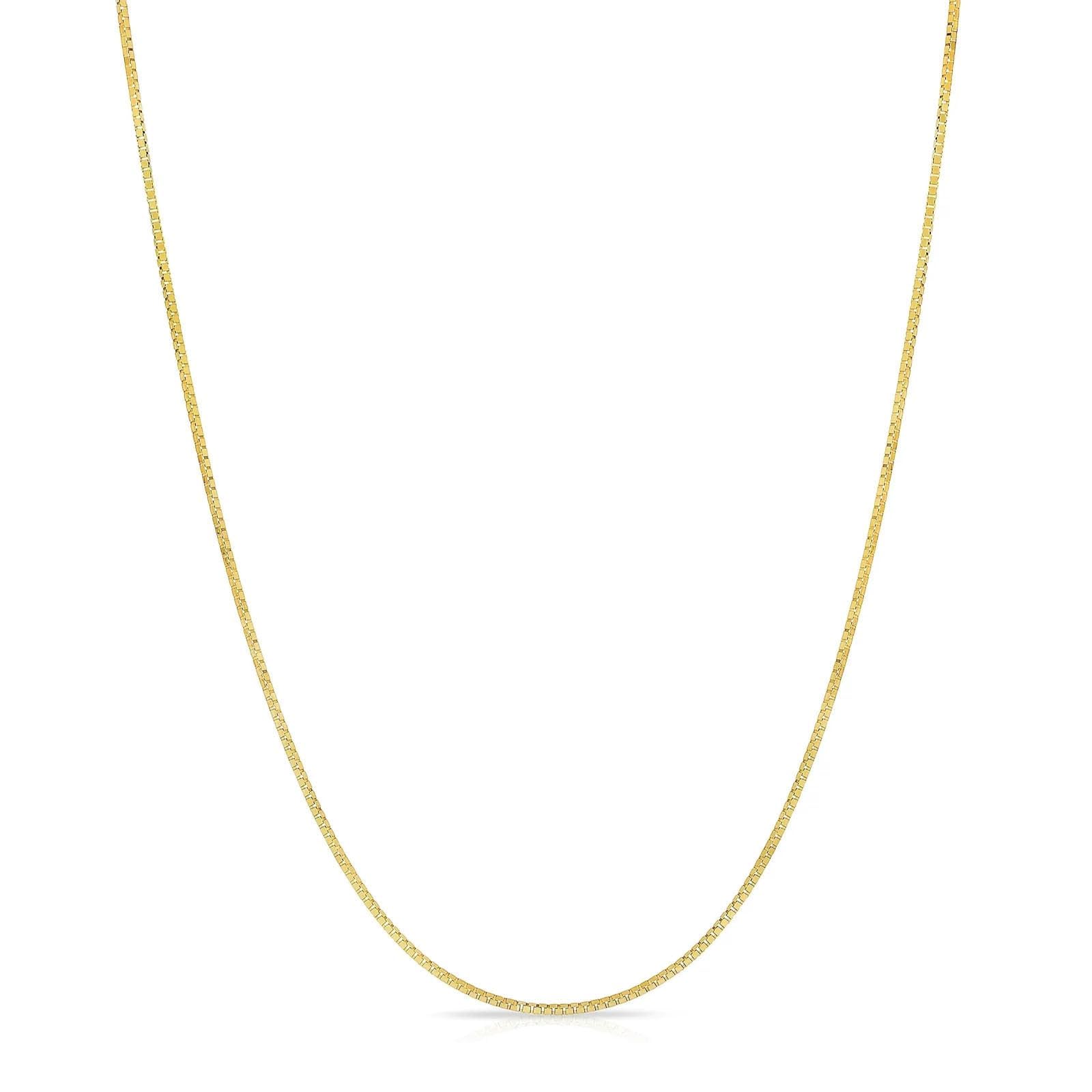 GOLDPAR 14K Yellow Gold Solid Box Chain 1.05mm Necklace for Women Jewelry with Lobster Clasp - 18"