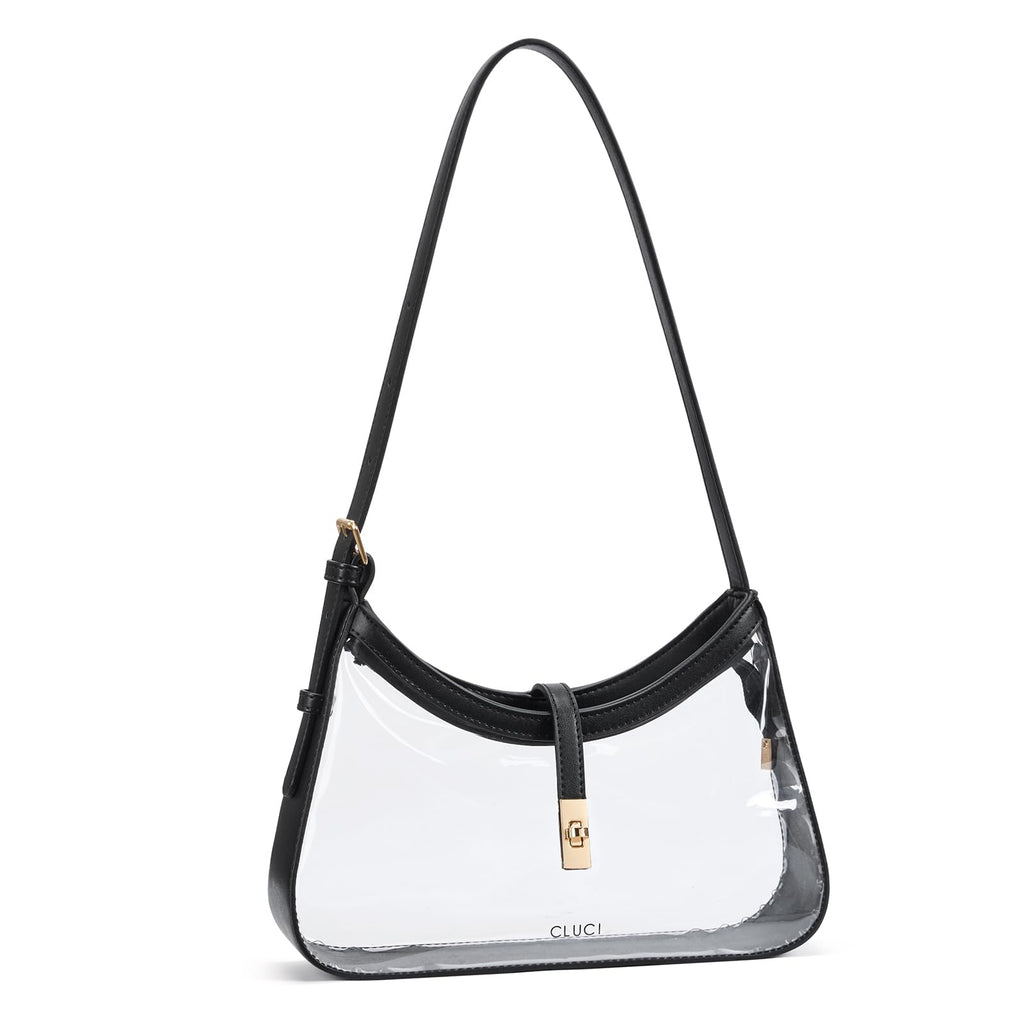CLUCI Clear Bag for Stadium Events, Clear Purses for Women, Shoulder Bag Hobo Handbag with Adjustable Strap