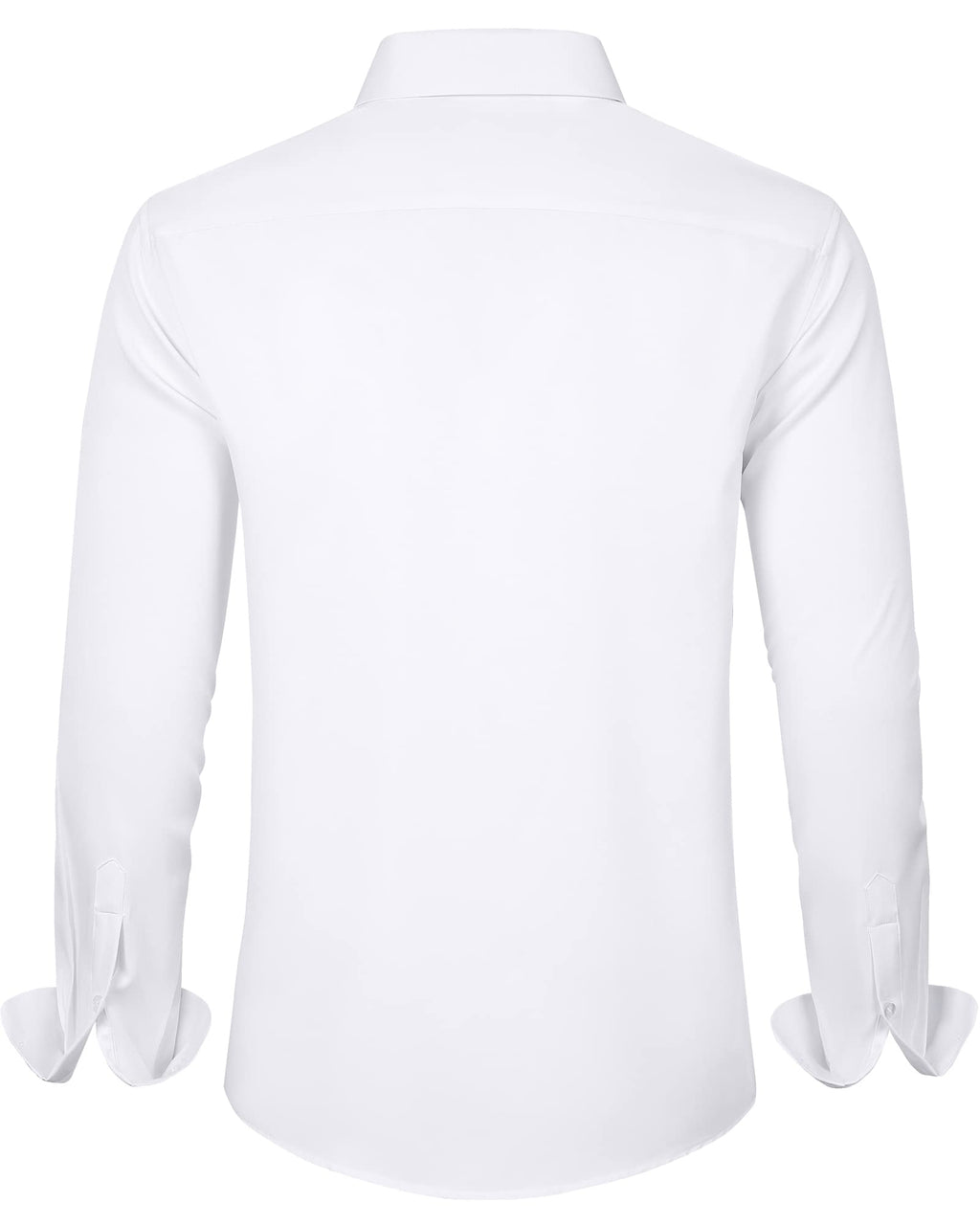 J.VER Men's Dress Shirts Solid Long Sleeve Stretch Wrinkle-Free Formal Shirt Business Casual Button Down Shirts White Large