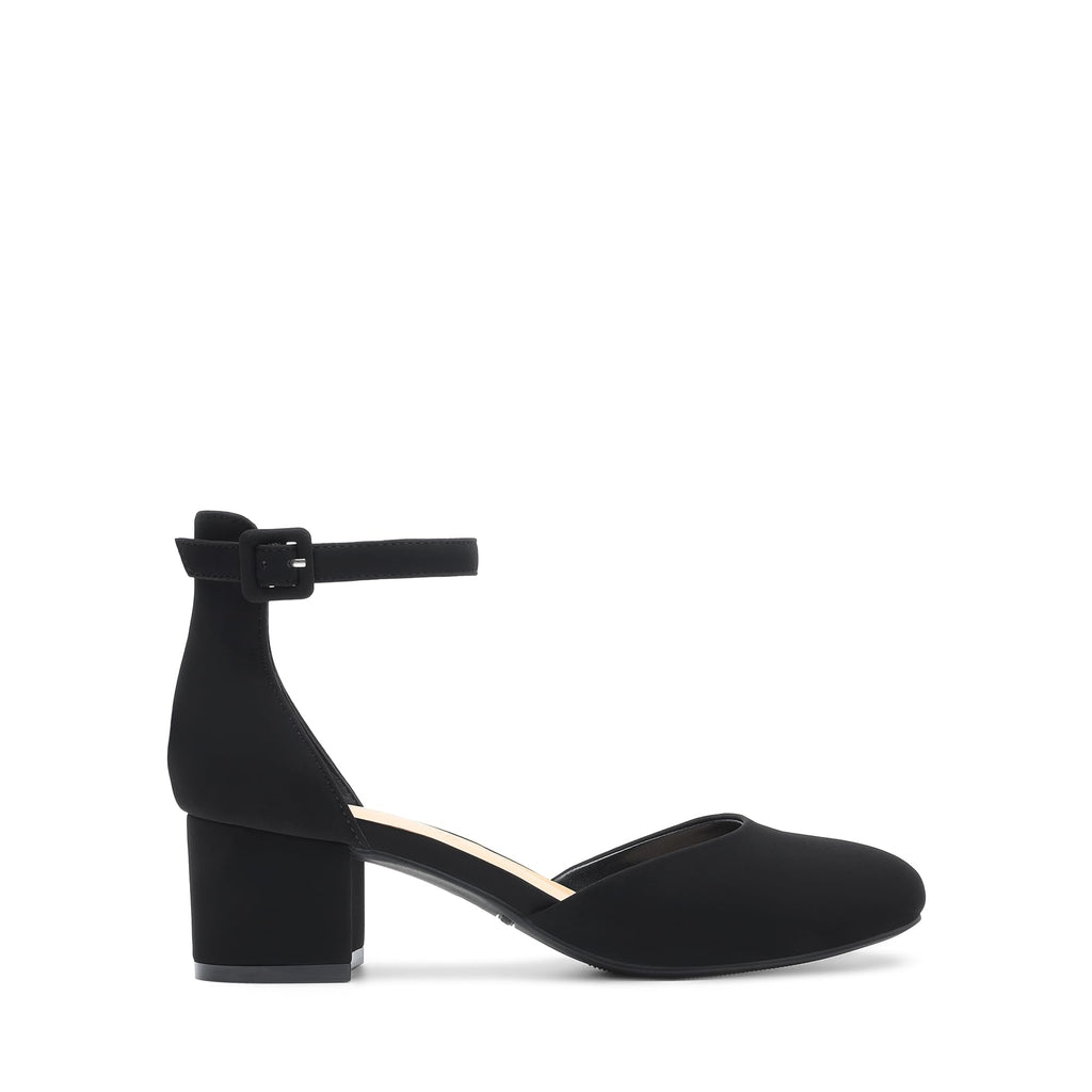 DREAM PAIRS Women's Closed Round Toe Low Block Heels Ankle Strap Chunky Heel Pumps Dress Wedding Office Party Shoes,Size 7,Black-Nubuck,DWUMPU2546