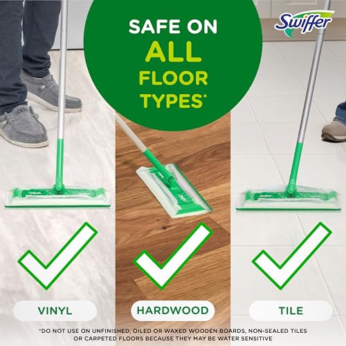 Swiffer Sweep + Mop, Wet Pads Refill, Floor Cleaner for Dirt, Dust, Hair, Cleaning Cloths for Mopping Home, Bathroom, Kitchen, All Purpose Multi-Surface Floor Wipes, Lavender, 12ct