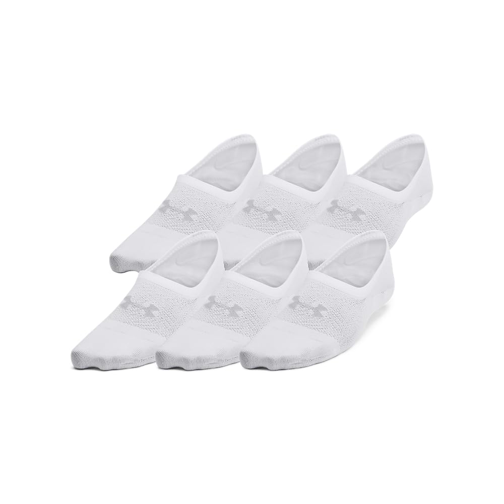 Under Armour Womens Breathe Lite Liner Socks 6 Pack, (100) White/White/Mod Gray, Small