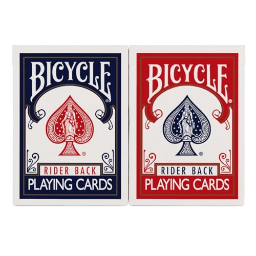 Bicycle Rider Back Playing Cards, Standard Poker Size Deck of Cards, Red & Blue (2 Pack), Classic Cards for Poker, Blackjack, Family Game Night & Card Games, Fun for All Ages