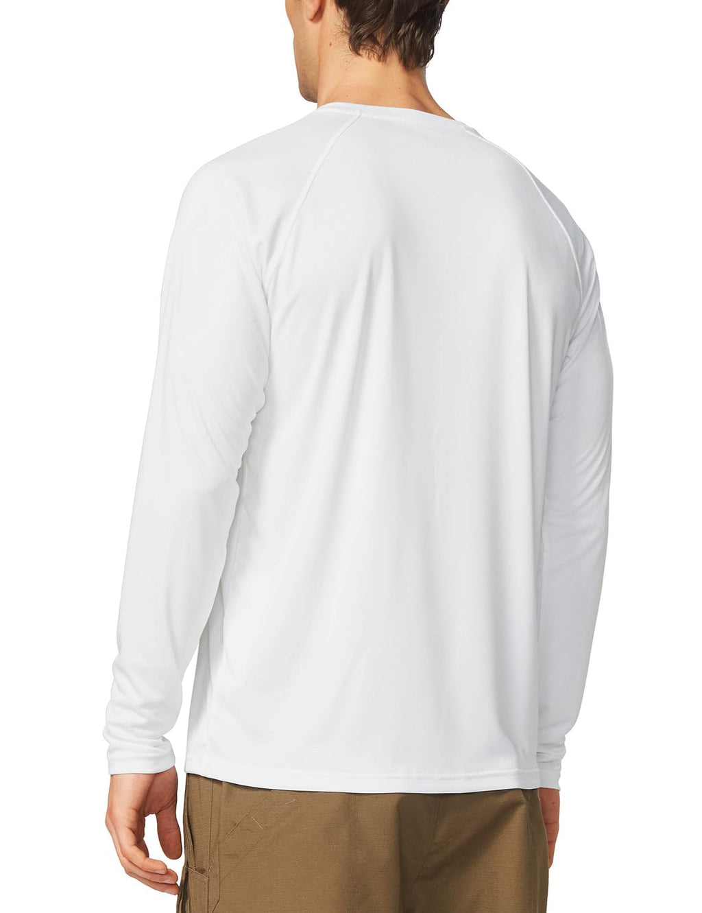 baleaf Men's Sun Protection Shirts UV SPF T-Shirts UPF 50+ Long Sleeve Rash Guard Fishing Running Quick Dry White Size L