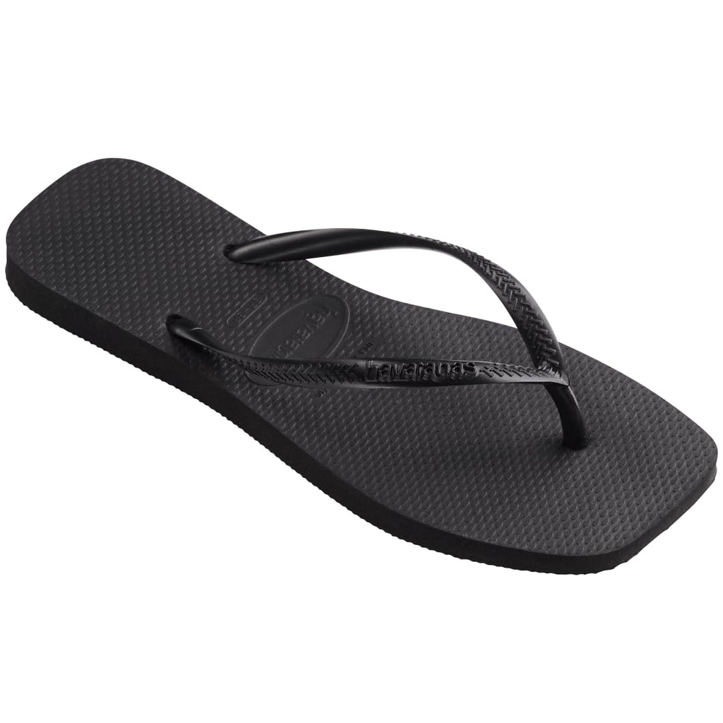 Havaianas Women Slim Square Sandal - Classic Square Toe Sandals - Black, 9/10 W