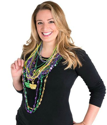 GiftExpress 100 Pcs Mardi Gras Metallic Bead Necklaces for Favors, New Year Parade, St Patrick Day Celebrations, Christmas Decorations, Tailgating, Gaysby Themed Party