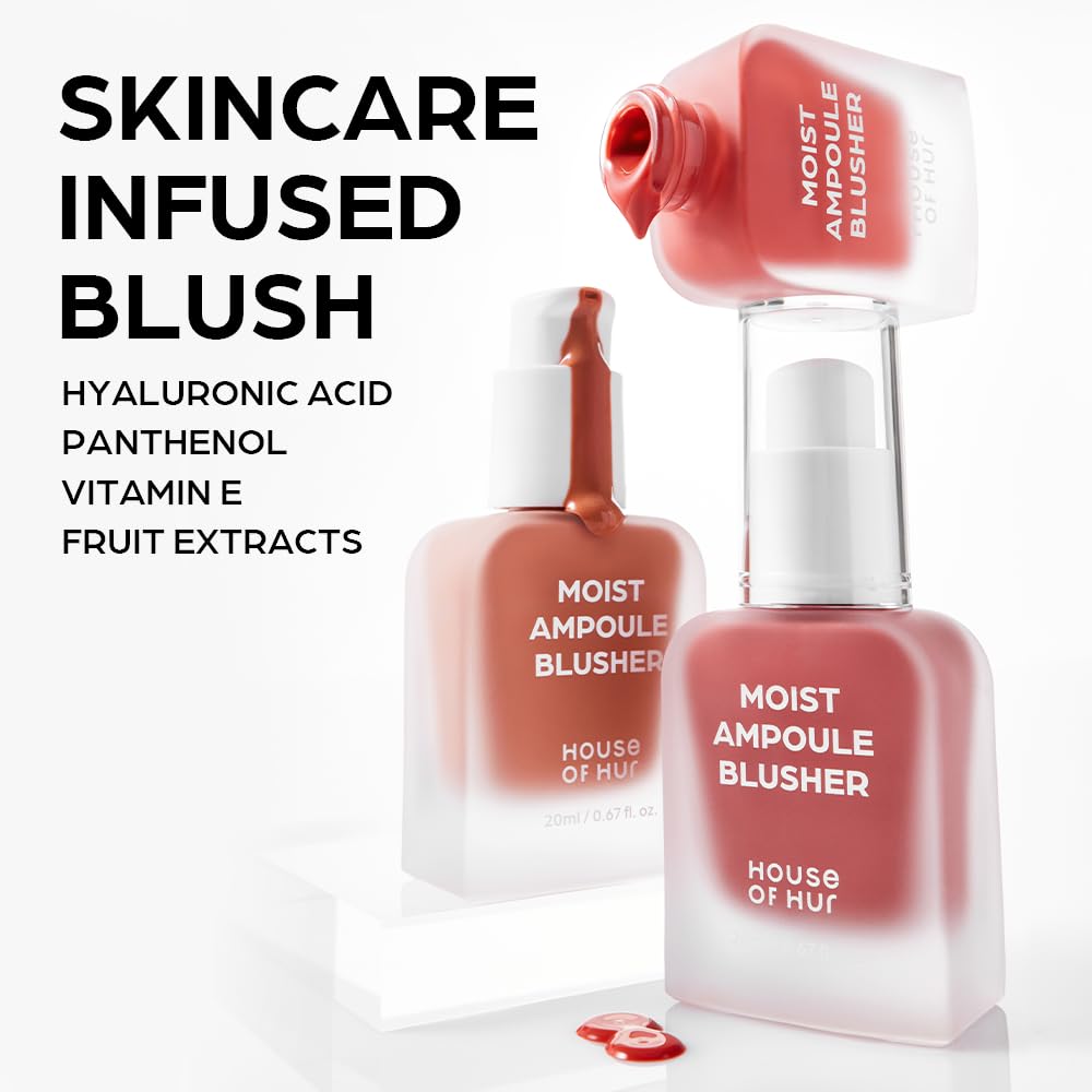 House of Hur Liquid Blusher – Korean Makeup Hydrating Liquid Blush – Water-Based, Blendable + Buildable – Hyaluronic Acid + Panthenol, Dewy Finish – 11 Shades – 03 Rose Brown (20 ml/0.68 fl oz)