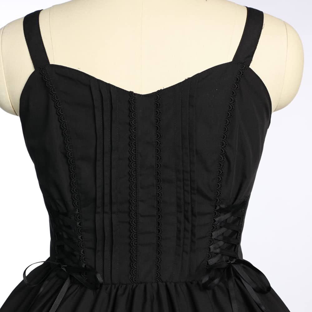 Women Gothic Lolita Dress Classic Summer Sleeveless Vintage Goth Lolita Dress Plus Size Anime Maid Cosplay Costume L Black