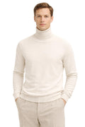 State Cashmere Men's Essential Turtleneck Sweater 100% Pure Cashmere Classic Long Sleeve Pullover (Undyed White, Large)