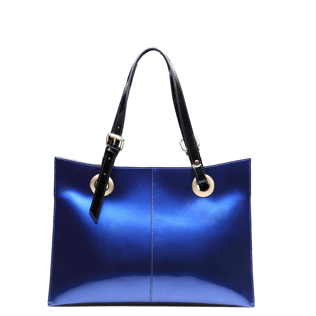 Genuine Leather Purses and Handbag for Women, Large Leather Capacity Work Tote Bag with Zipper, Convertible Designer Shoulder Bag for Commuting, Travel, Shopping Blue