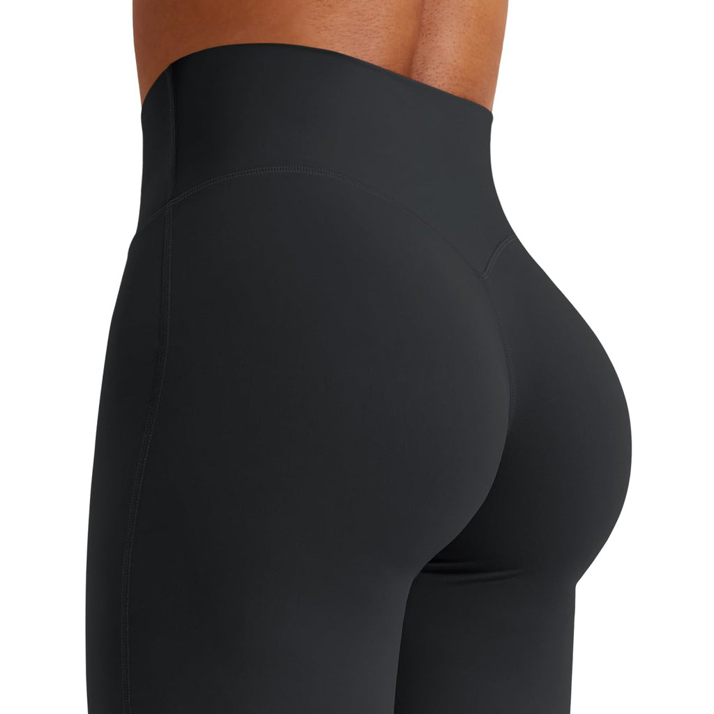 YEOREO Workout Leggings Womens No Front Seam Straight Leggings 33" High Waist Buttery Eddiy Gym Yoga Pants Black S