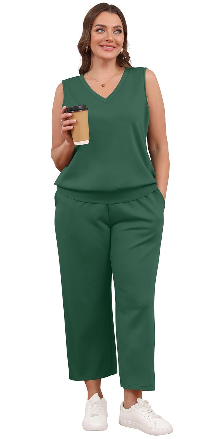 WIHOLL Matching Sets Women Clothing Summer Outfits 2 Piece Sets for Women Business Casual Outfits Dressy Casual M