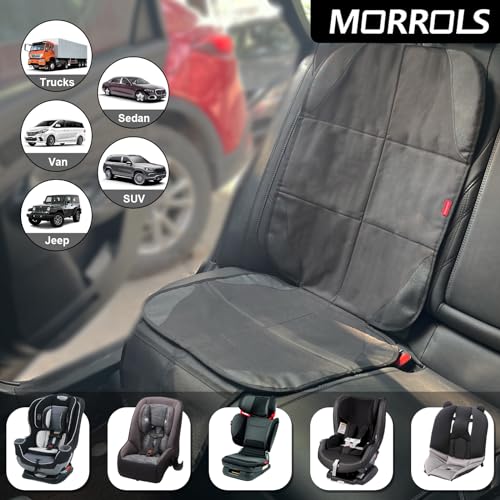 MORROLS Car Seat Protector for Child Seats,1 Pack Car Seat Cushion,Waterproof Fabric Car Seat Covers for Non-Slip Backing Mesh Pockets for Baby,Pet,SUV, Sedan and Trunk(Black)