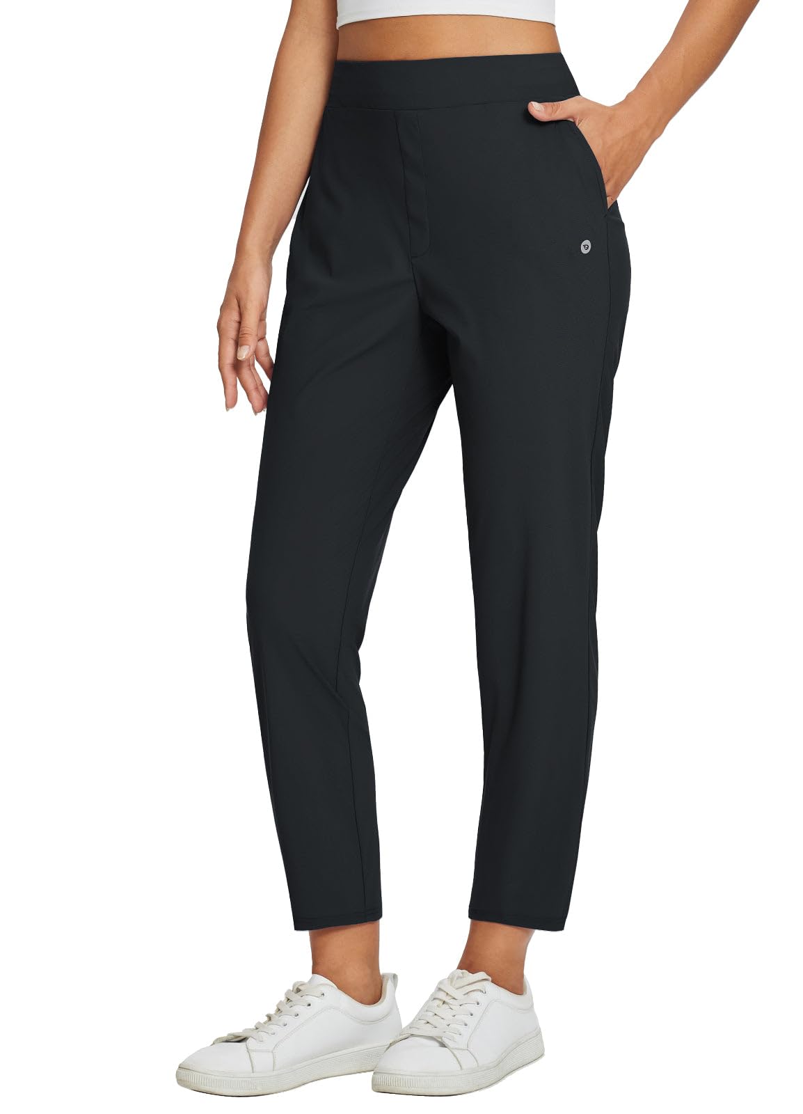 baleaf Women's Travel Pants Lightweight Stretch with Zip Pockets Black M