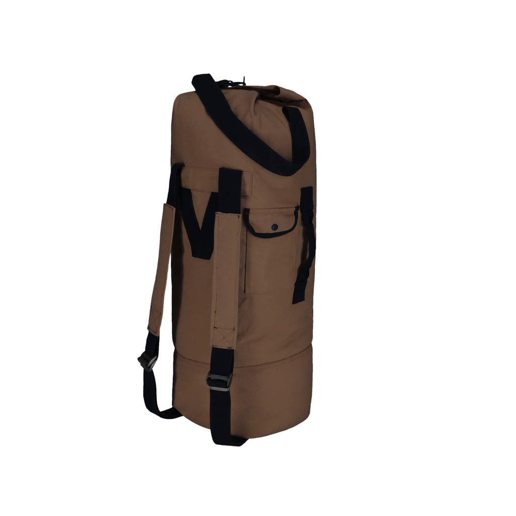 WHITEDUCK G.I Top Load Military Rucksack Style Double Strap Duffel Bag Heavy Duty and Water Resistant- Gym, Sports, Travel, Hiking, Backpacking (21" x 37", Brown)