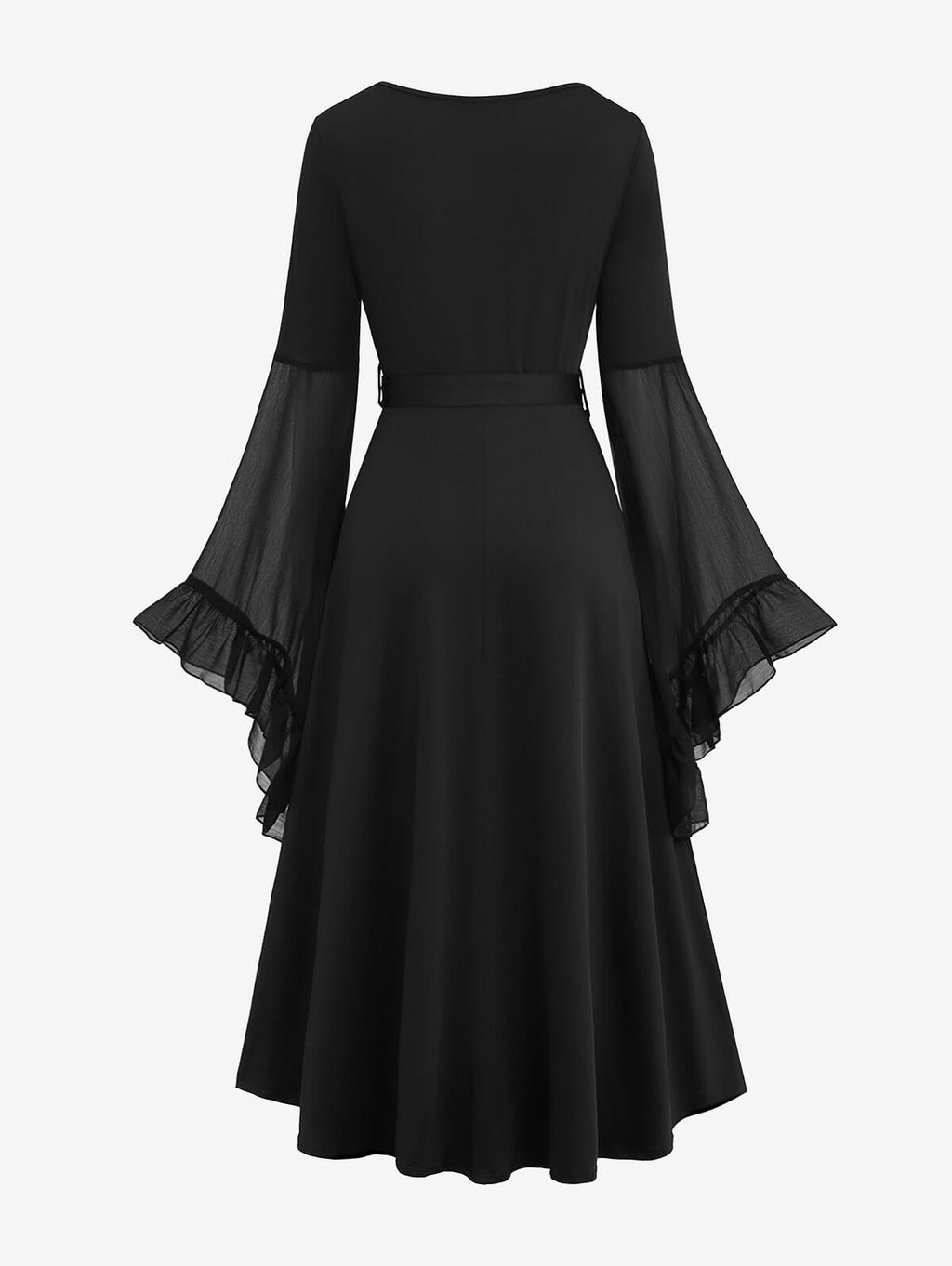ROSE GAL Rosegal Plus Size Renaissance Costumes Dress for Women Medieval Bell Sleeves Lace-up Midi Dress Halloween Costumes Dress Witch Cosplay Flowy(Black_1/1X)