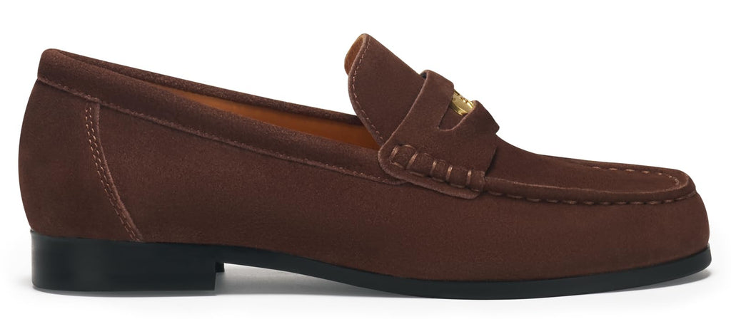 Journey West Ivy Style Suede Slip-on Penny Loafers Shoes for Women Coffee US 9