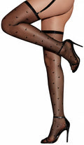RSLOVE Thigh High Stockings for Women - Sheer Sexy Stocking Heart Tights Nylons Pantyhose Perfect for Garter Belts & Lingerie Black