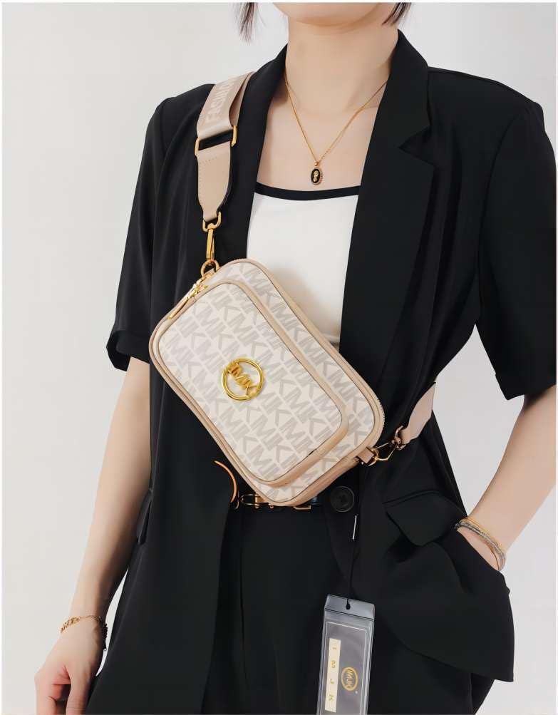 Xehuro Small Crossbody Purse Shoulder Bag for Women Chest Bag Daypack Multiple Pockets with Wide Strap (Beige)