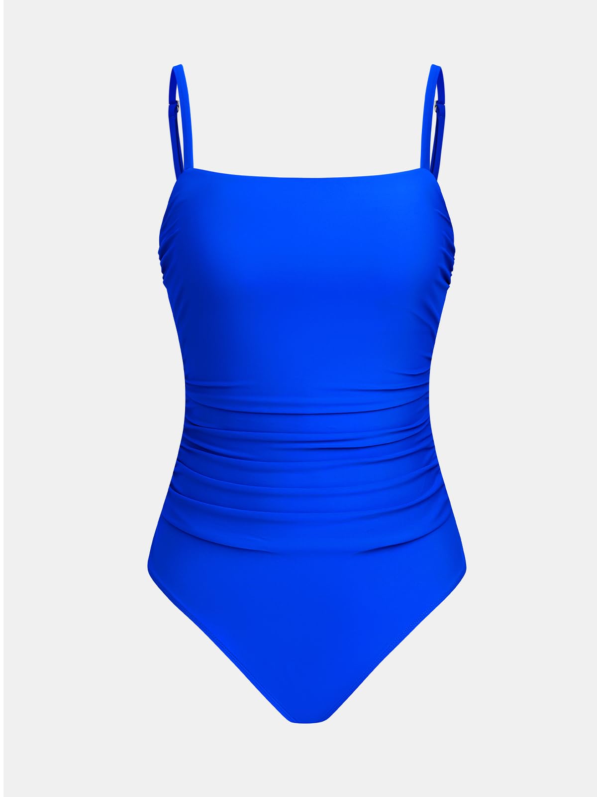 CUPSHE Women Swimsuit One Piece Bathing Suit Square Neck Cutout Back Tummy Control with Adjustable Spaghetti Straps, M Royal Blue