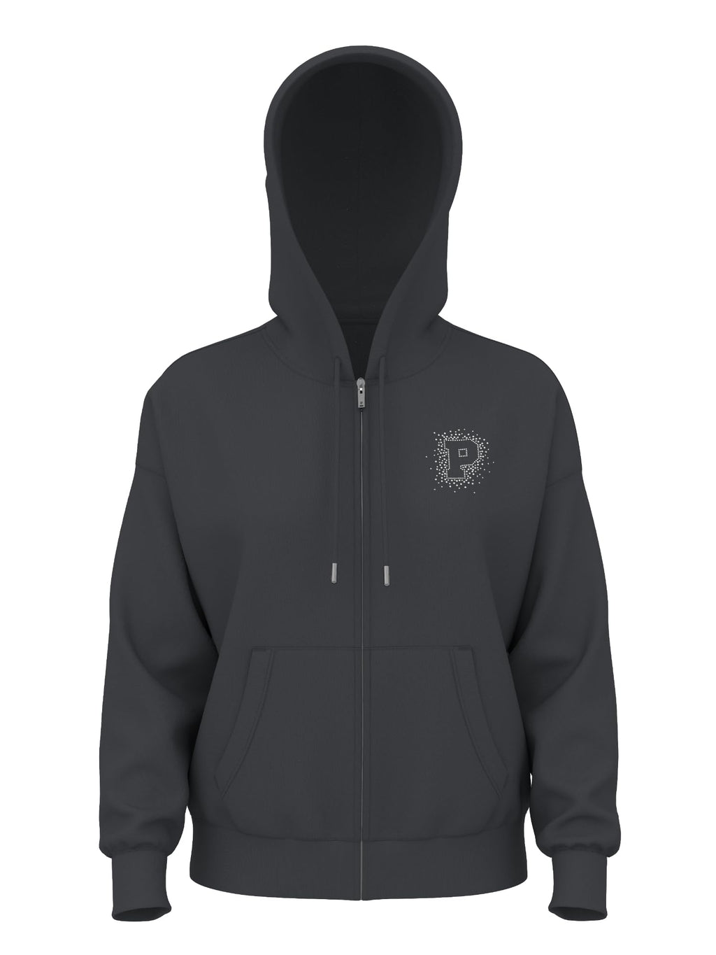 Victoria's Secret PINK Women's Campus Fleece Full-Zip Hoodie Sweatshirt, Coal, (M)
