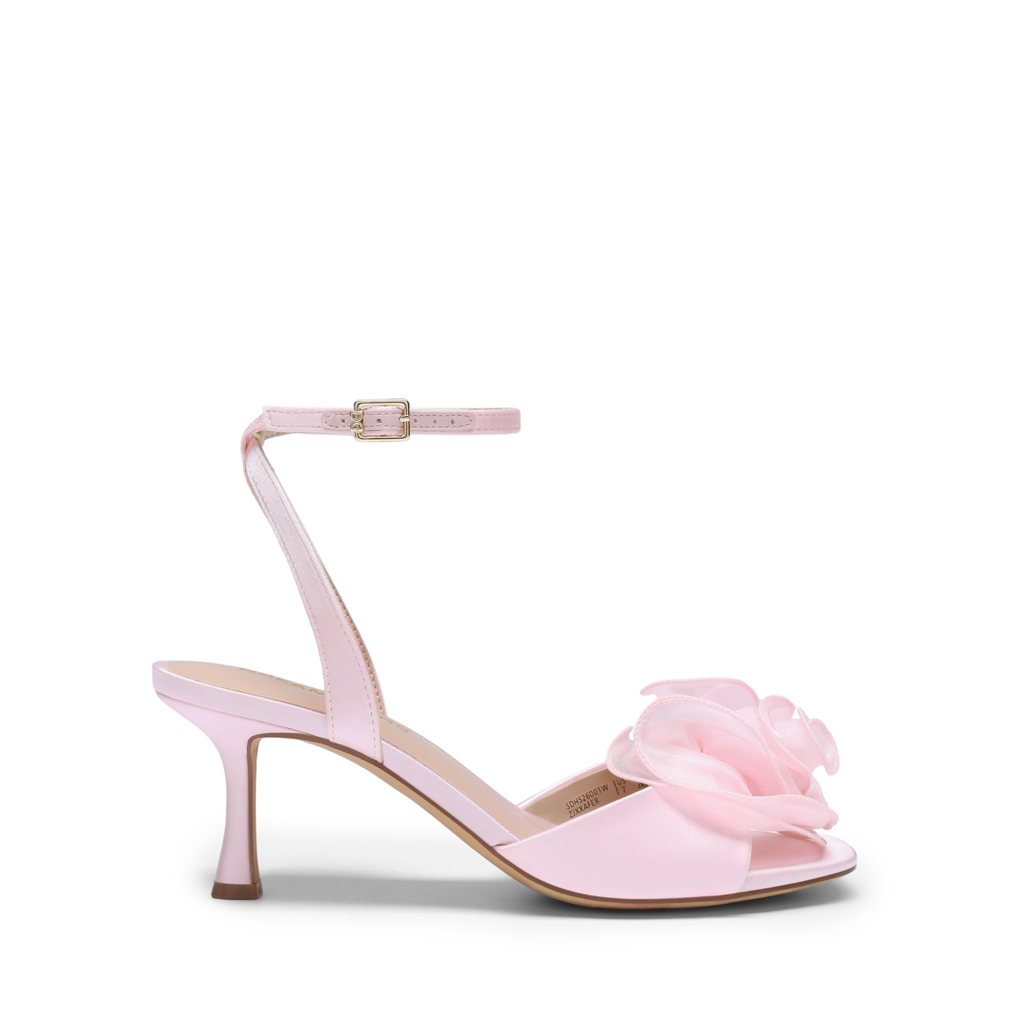 DREAM PAIRS Women's Low Kitten Wedding Heels Ankle Strap Square Toe Heeled Sandals Flower Dress Shoes,Size 7.5,Pink,SDHS26001W