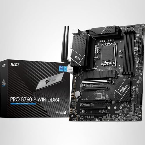 MSI PRO B760-P WiFi DDR4 ProSeries Motherboard - Supports 12th/13th/14th Gen Intel Processors, LGA 1700, DDR4, PCIe 4.0, M.2, 2.5Gbps LAN, USB 3.2 Gen2, HDMI/DP, Wi-Fi 6E, Bluetooth 5.3, ATX