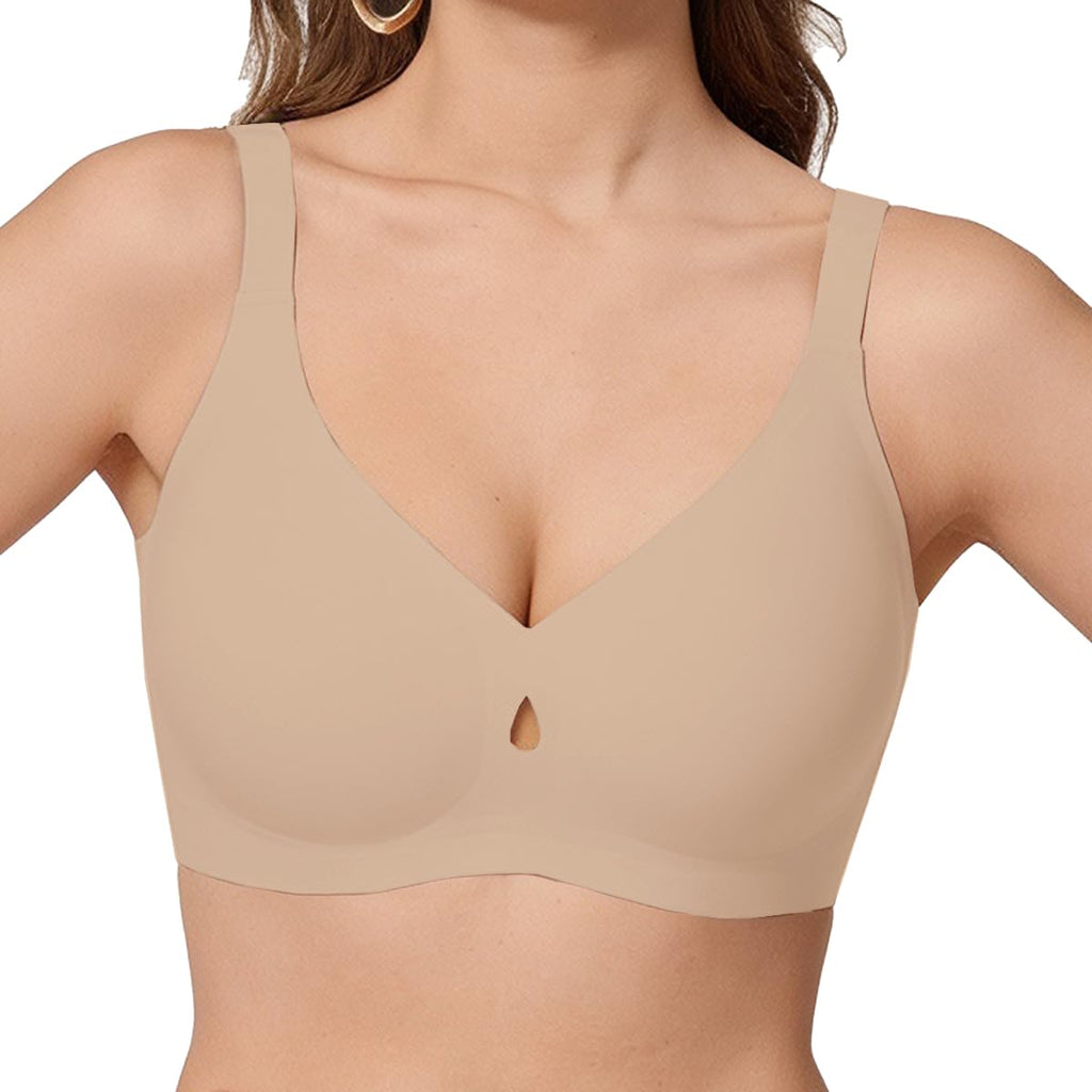 COCOMARTS Jelly Bras for Women No Underwire Seamless Push Up Bra Full Support Comfort Bralettes Wireless Plunge Everyday Bra Nude Large