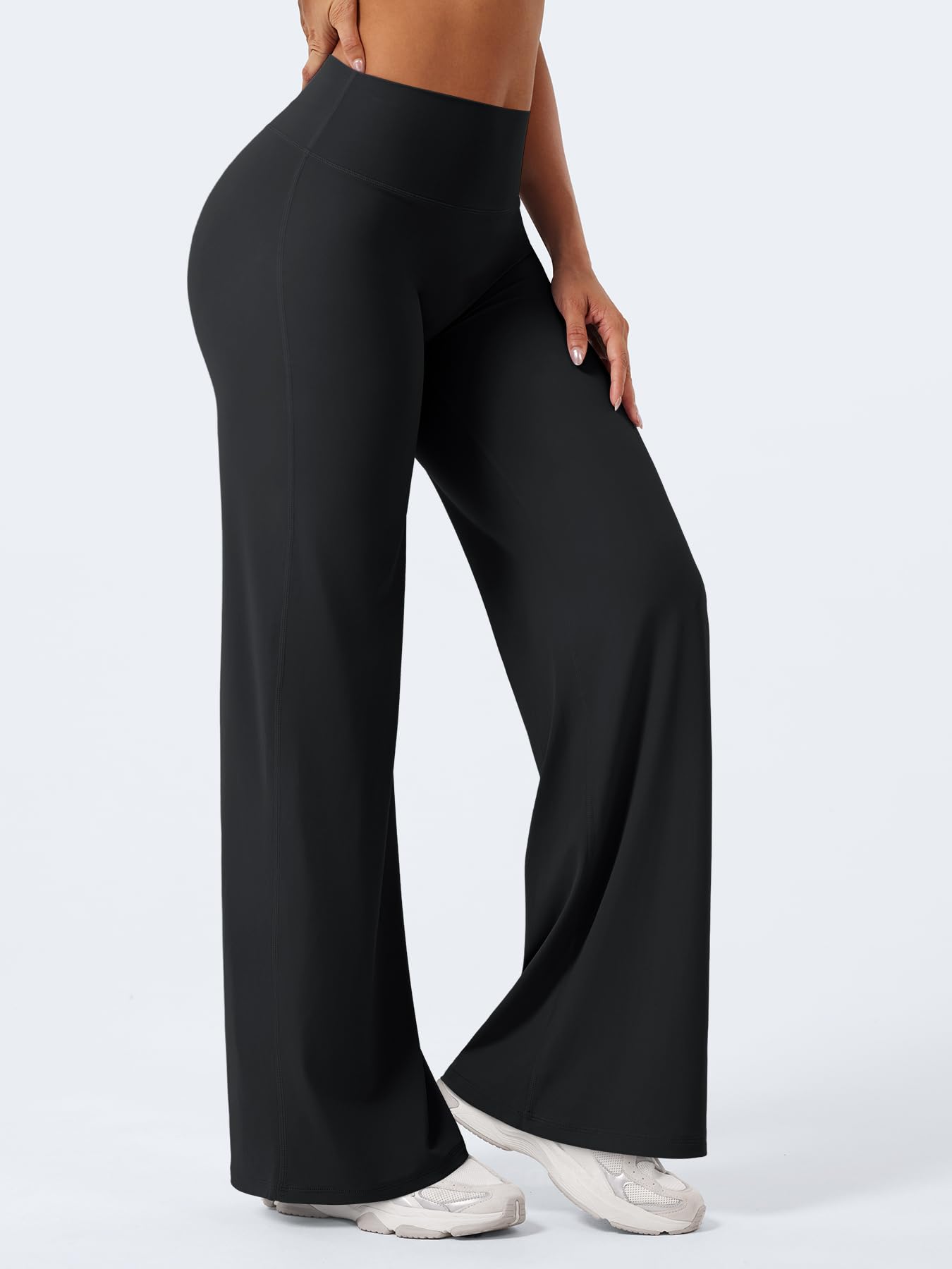 YEOREO Workout Leggings Womens No Front Seam Straight Leggings 31.5" High Waist Buttery Eddiy Gym Yoga Pants Black S