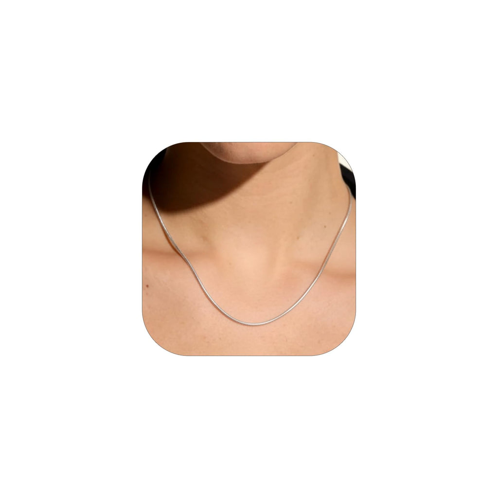 FOCALOOK 1.5mm Snake Chain Stainless Steel Silver Chain Necklace for Women Men, Smooth Hypoallergenic Necklace Chains Gift 28 Inch