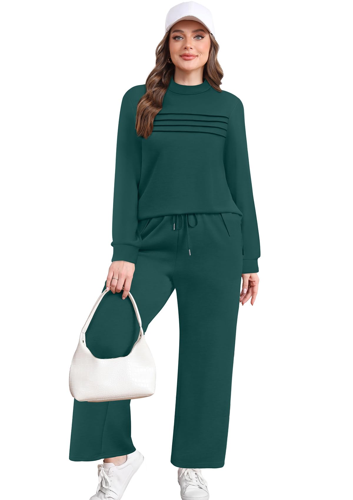 WIHOLL Valentines Day Pajamas Women's Two Piece Sets Winter Long Sleeve Travel Outfits Fashion Lounge Tracksuit Fall Wide Leg Sweatpants Matching Sweat Set Blue L