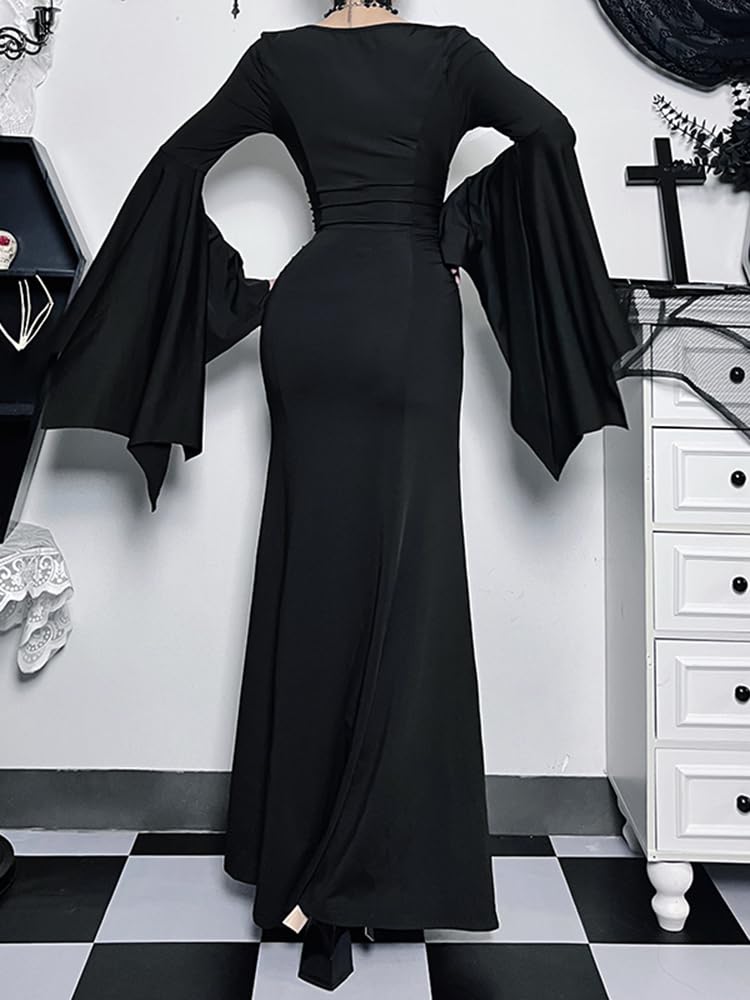 LANSHULAN Gothic Bat Sleeve Fishtail Slim Fit Goth Dress Clothes