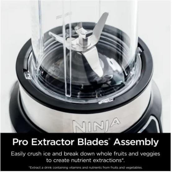Ninja | Blender | Nutri Pro | Single Serve | For Smoothies, Salsa, Shakes and Frozen Drinks | Includes 2 Smoothie Cups & Lids | Crushes Ice, Fruit & Veggies |Silver | BN401