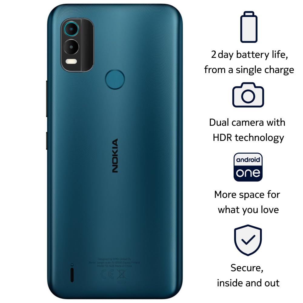 Nokia C21 Plus | Android 11 (Go Edition) | Unlocked GSM Smartphone | 2-Day Battery | Dual SIM | 2/64GB | 6.52-Inch Screen | Cyan | Not Compatible with Verizon or AT&T