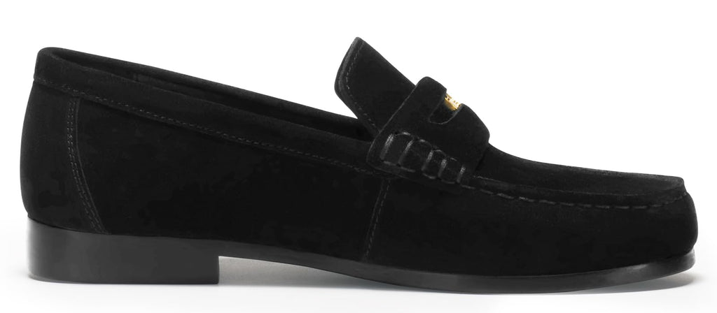 Journey West Ivy Style Suede Slip-on Penny Loafers Shoes for Women Black US 6