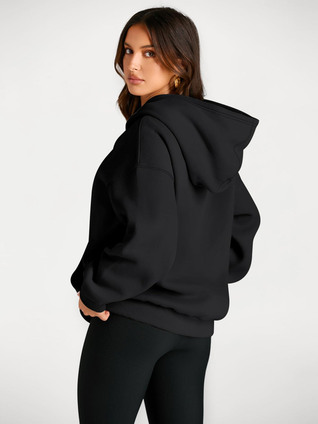 Trendy Queen Womens Oversized Hoodies Fleece Sweatshirts Fall Fashion Pullover Sweaters Winter Clothes Black M