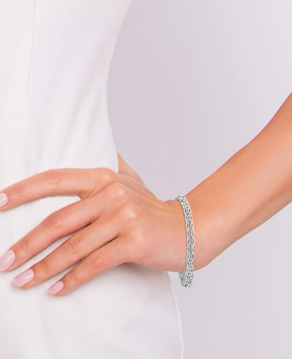 Miabella Italian 925 Sterling Silver Byzantine Bracelet for Women, Handmade in Italy (Length 7 Inches)