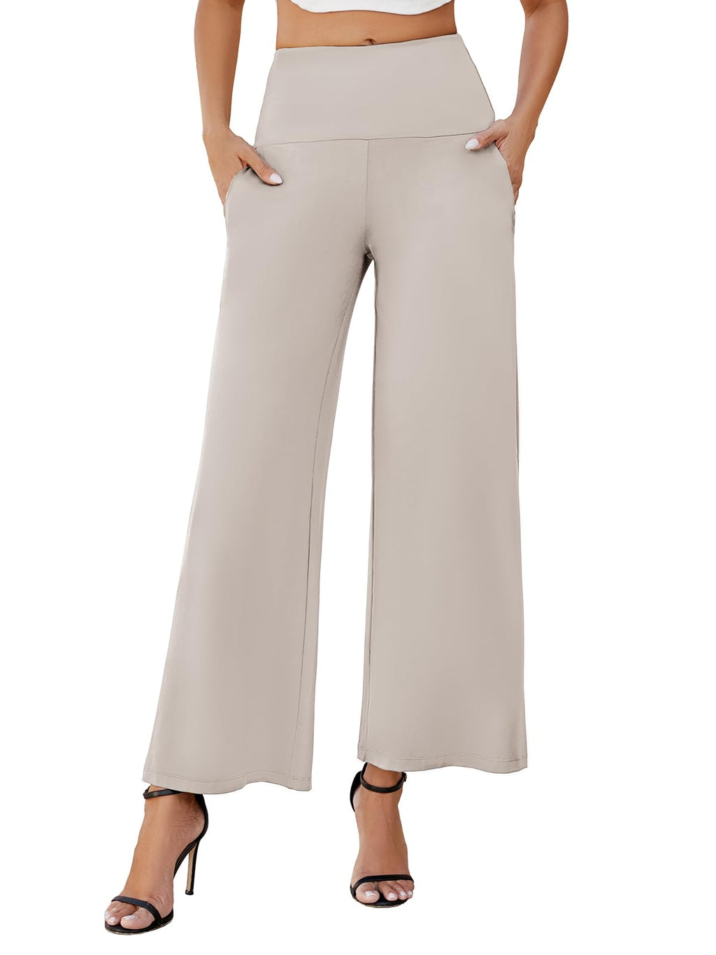 Arolina Palazzo Pants for Women Dressy Casual Wide Leg Pants for Women Stretchy Flowy High Waist Lounge Pants Trousers
