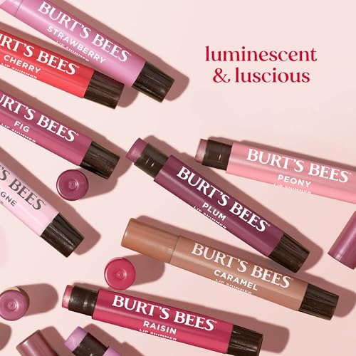 Burt's Bees Shimmer Lip Tint Set for Valentine's Day Gifts, Tinted Lip Balm Stick, Moisturizing for All Day Hydration with Natural Origin Glowy Pigmented Finish & Buildable Color, Caramel (4-Pack)