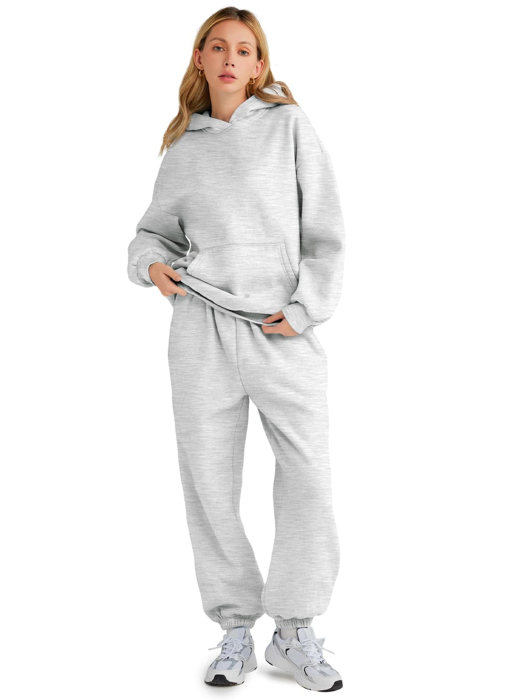 AUTOMET Women 2 Piece Outfits 2025 Plus Size Fall Fashion Airport Travel Pants Lounge Set Leisure Vacation Winter Clothes Sweatsuits Grey S