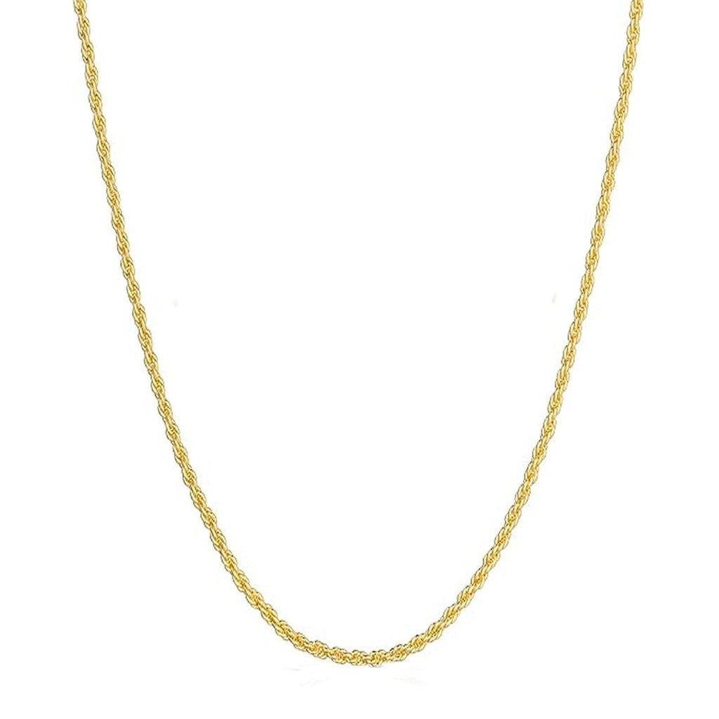 GOLDPAR 14k Yellow Gold Solid Rope Chain 1.5MM Necklace for Women and Men Jewelry with Lobster Clasp - 18"