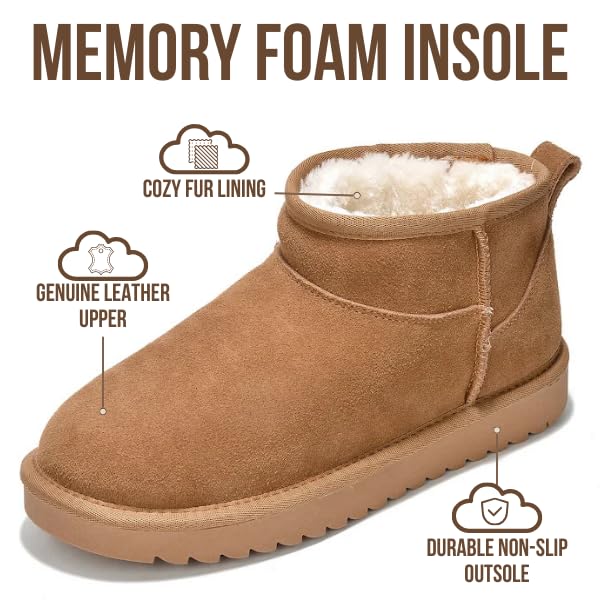 Project Cloud 100% Genuine Leather Ankle Boots for Women - Water Resistant with Memory Foam Insole Winter Boots for Women - Trending Shoes & Comfortable Women's Ankle Boots (Hippy, Chestnut, 8)